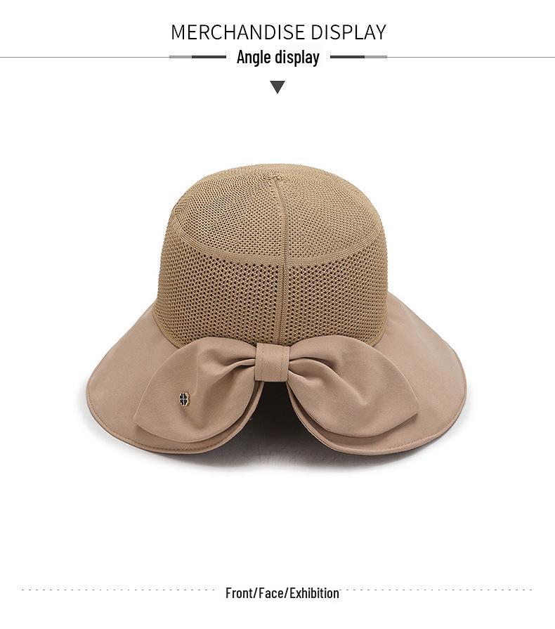 Korean Style Women's Trendy Large Brim Sun Hat with Bowknot - Foldable Bucket Hat for Vacation Travel