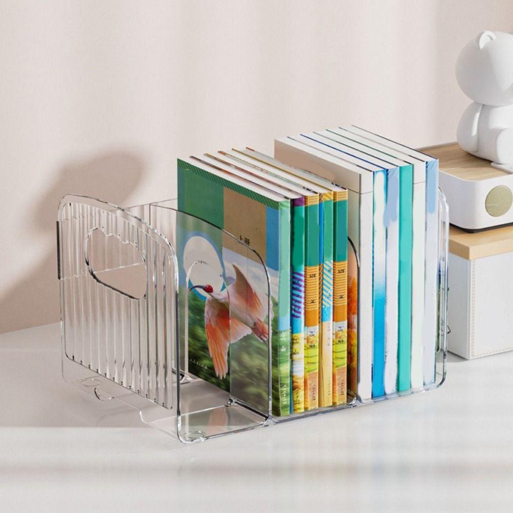 Simple Acrylic Book Stand Save Space Clear Bookshelf Portable Divided Book Stand  Student Use
