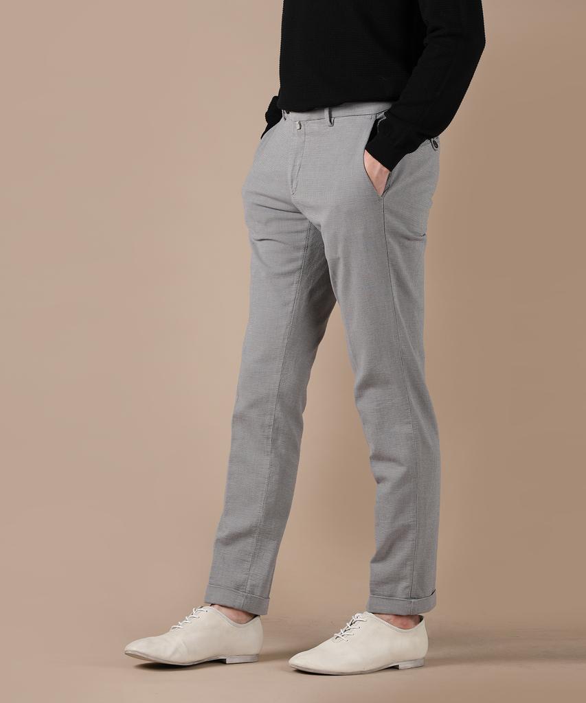 PANICALE Gray Regular Slim Fit Patterned Pants