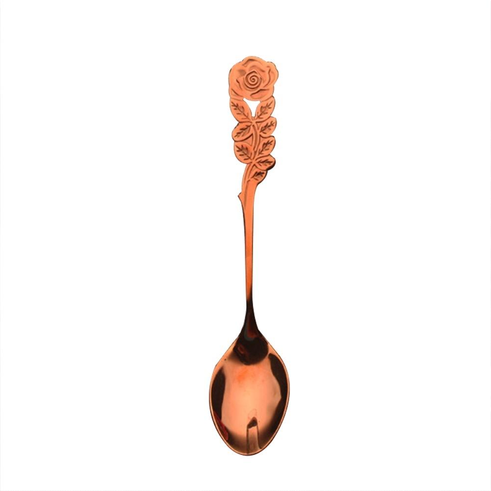 Simpatico cucchiaio in acciaio inossidabile con manico a forma di fiore di rosa, cibo occidentale, dessert, zuppa, caffè, bevanda