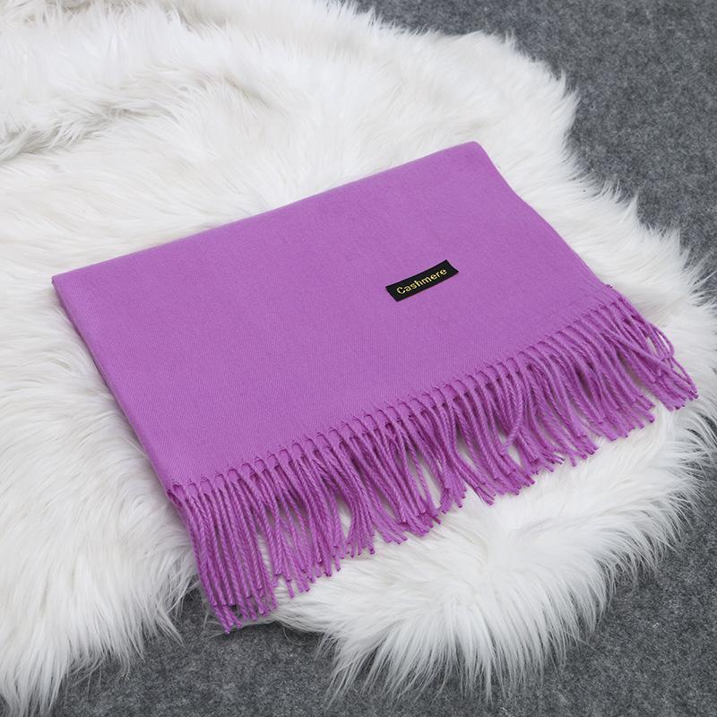 70*200 Cm Otoño E Invierno Nuevo Bufanda de Cachemira para Mujer Color Sólido Imitación Cachemira Bufanda Pull Gruesa Bordado Cachemira Chal