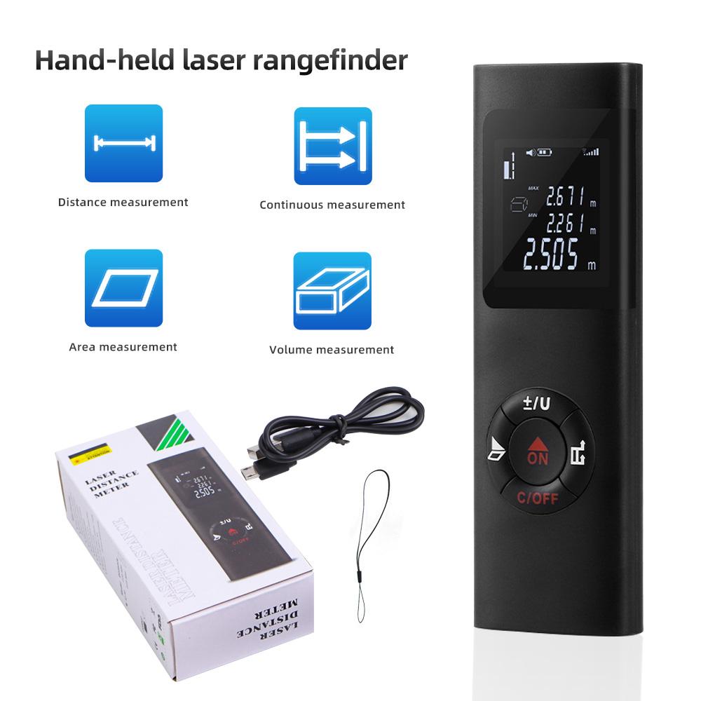 40M Laser Distance Meter Portable Rangefinder USB Charging Laser Trena Measure Tools Digital Rangefinder With Angle Measure