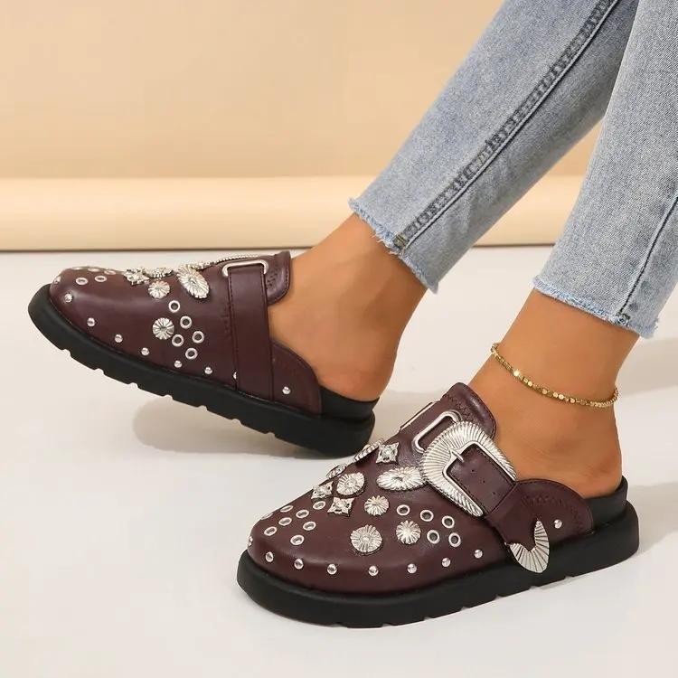 Fashion Shoes For Women's 35 42 Street Punk Slippers New Hot Sale Fashion Trim Leather Shoes Spring Sale Comfortable Casual Shoes