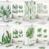 Badezimmer Duschvorhang Grüne Tropische Pflanzenblätter Palme Bedruckter Vorhang Für Bad Anti-Rutsch-Matten-Set Toilettenbezug Heimdekoration