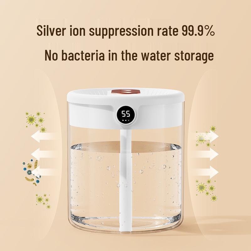 2L USB Dual Spray Humidifier with Night Light & Digital Display for Home, Bedroom, or Office
