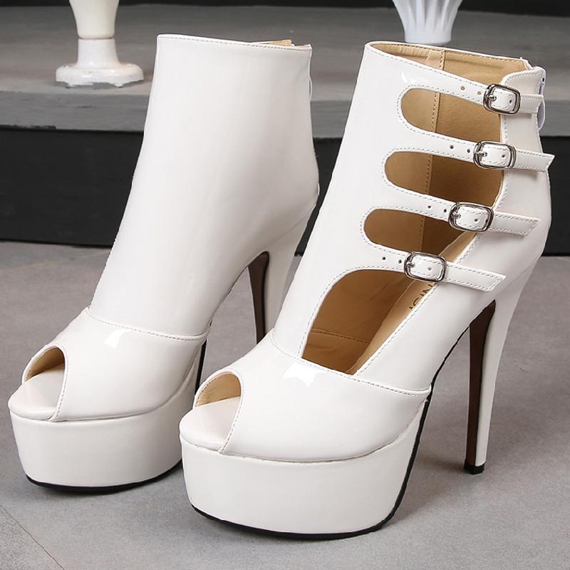 Sexy Ultra High Heels Ankle Boots For Women Summer Shoe Platform Pumps Luxury Red White Stripper Dance Shoes Female Large Size