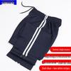 Unisex Dark Blue Straight-Leg School Uniform Pants with Double White Stripes, Ideal for Spring and Autumn.