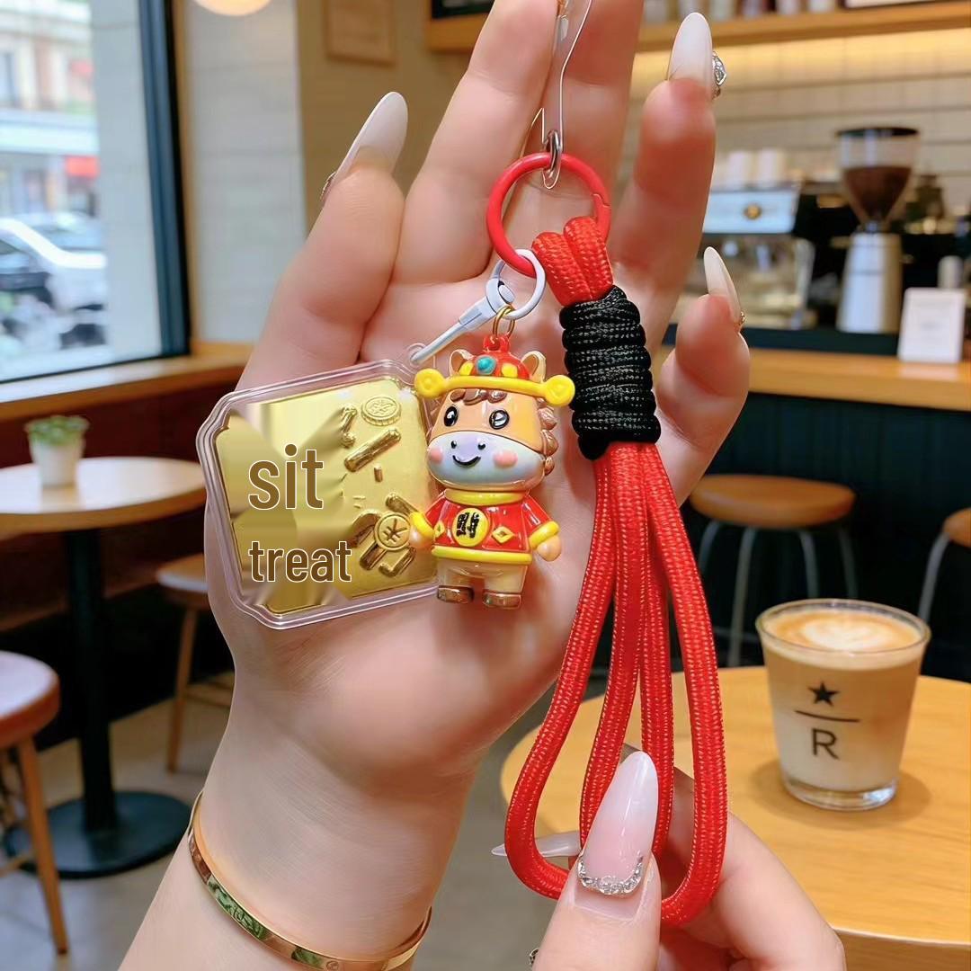999 Pure Gold Horse Keychain Pendant – Auspicious Charm Gift for Girlfriend