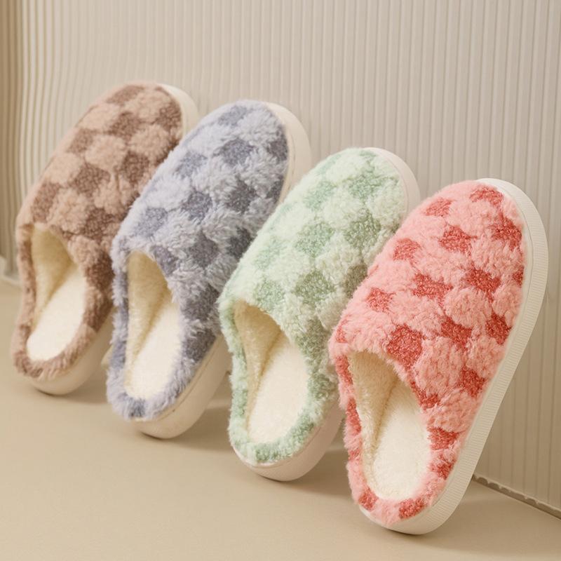 Cotton slippers women's thick-soled bag heel autumn and winter cute flat-soled slippers winter velvet warm cotton shoes high heel non-slip