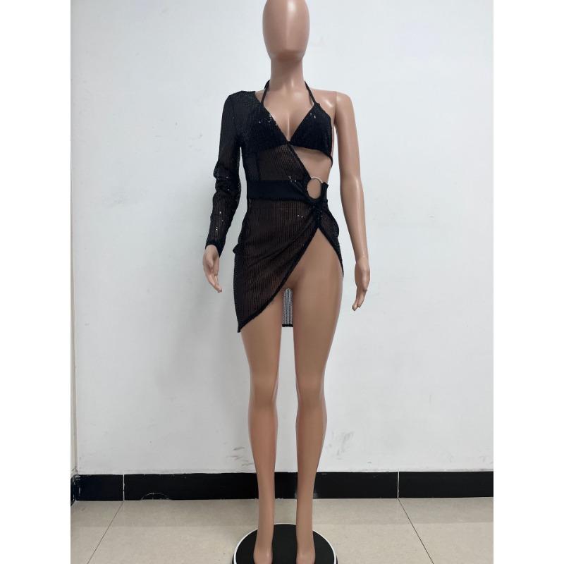 Women's Summer Fashion New Nightclub Hottie Backless Long Sleeved Dress