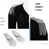 Brooch Tassel Chain Shoulder Board Punk Epaulette Jewelry Fringe Shoulder Mark  Unisex