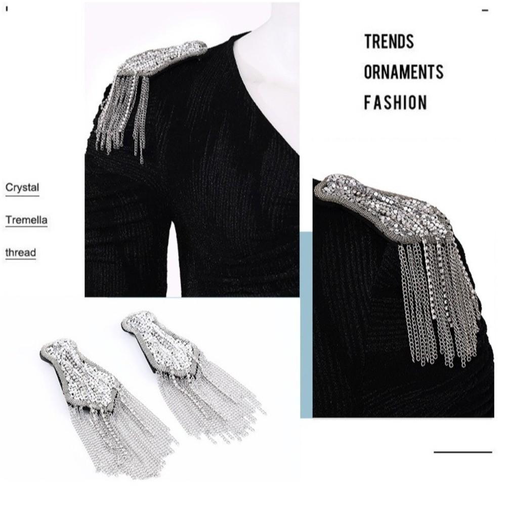 Brooch Tassel Chain Shoulder Board Punk Epaulette Jewelry Fringe Shoulder Mark Unisex