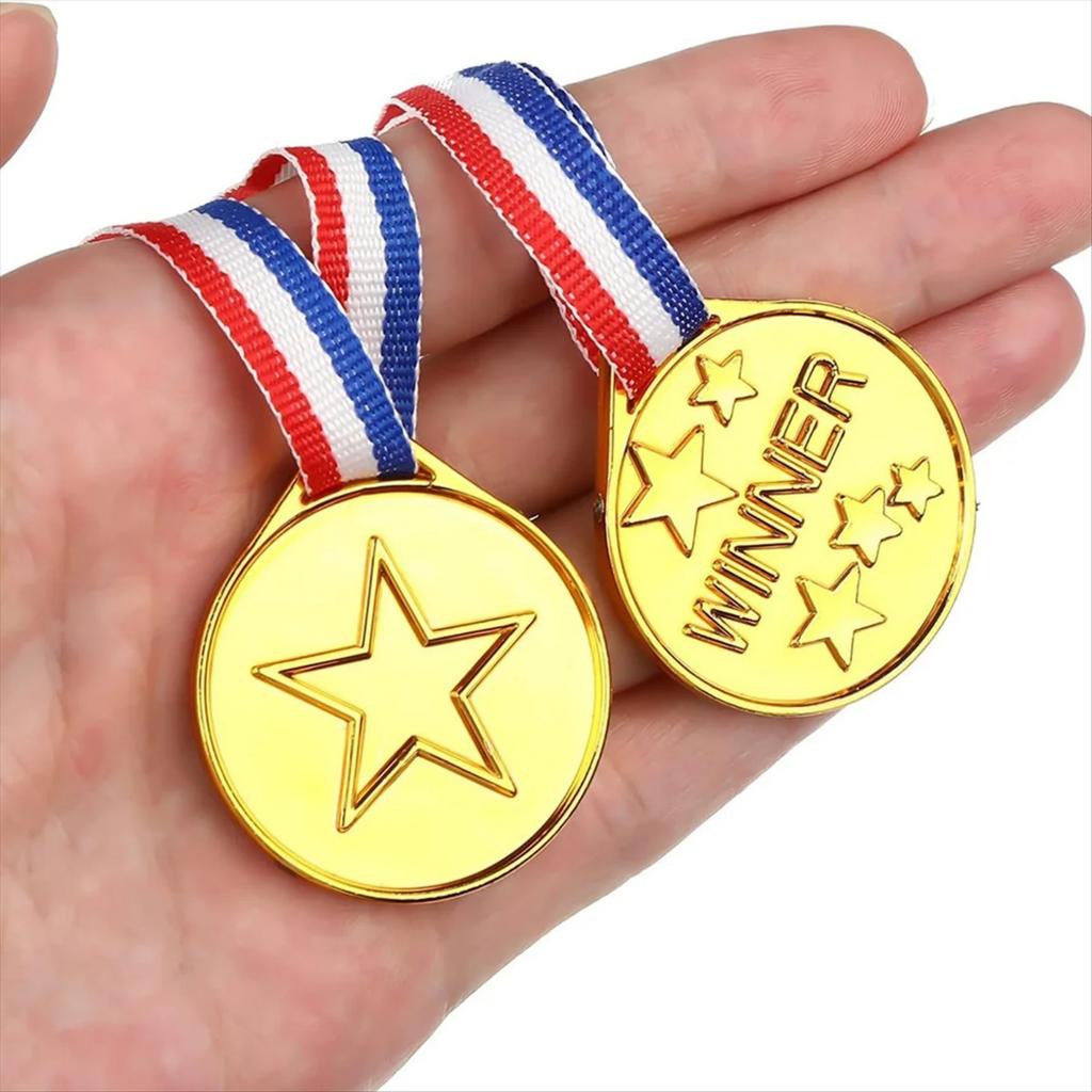30Pcs Plastic Gold Winners Medals Trophy Children Game Sports Prize Awards Toys For Kids Birthday Party Favors Pinata Fillers