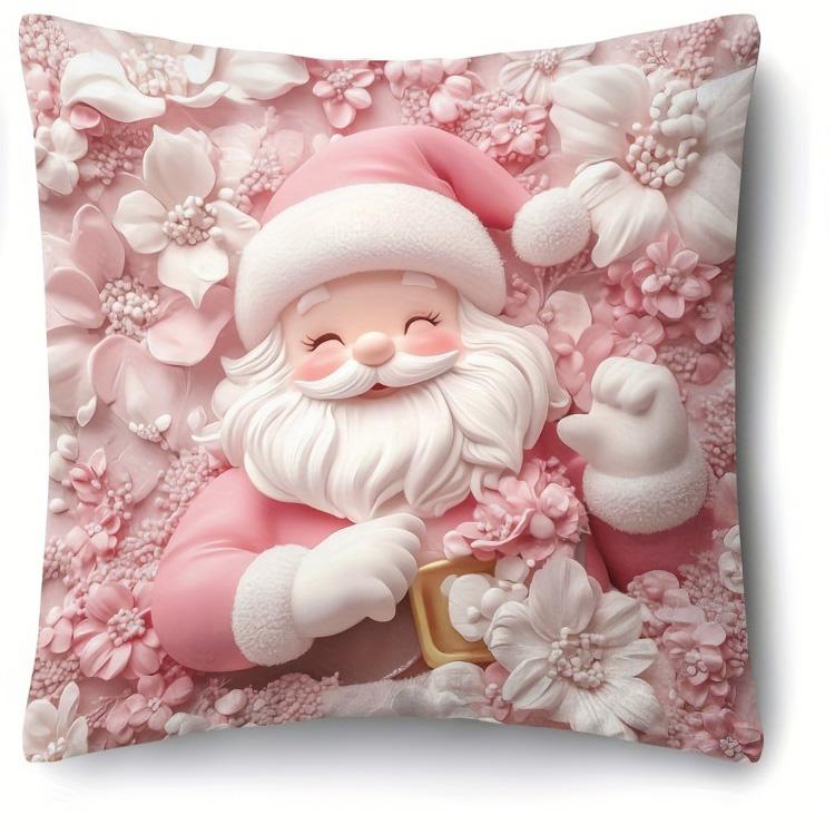 

Pink Christmas Pillowcases: Snowman, Santa, Tree & Reindeer Designs for Festive Home Decor New Year home decoration 16x16Inch