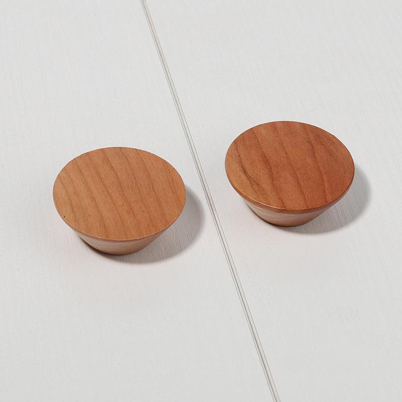 Wood Home Wardrobe Handle Pastoral Style Nordic Style Solid Single Hole Wooden Round Button Handle Drawer Cabinet Handle Drawer Cabinet Handle