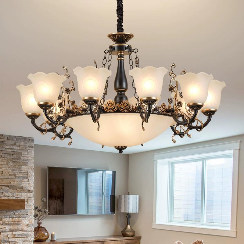 Living Room Pendant Light with Full Spectrum Eye Protection Retro Luxury and Grand Countryside Lighting Fixtures Bedroom and Dining Room Lights