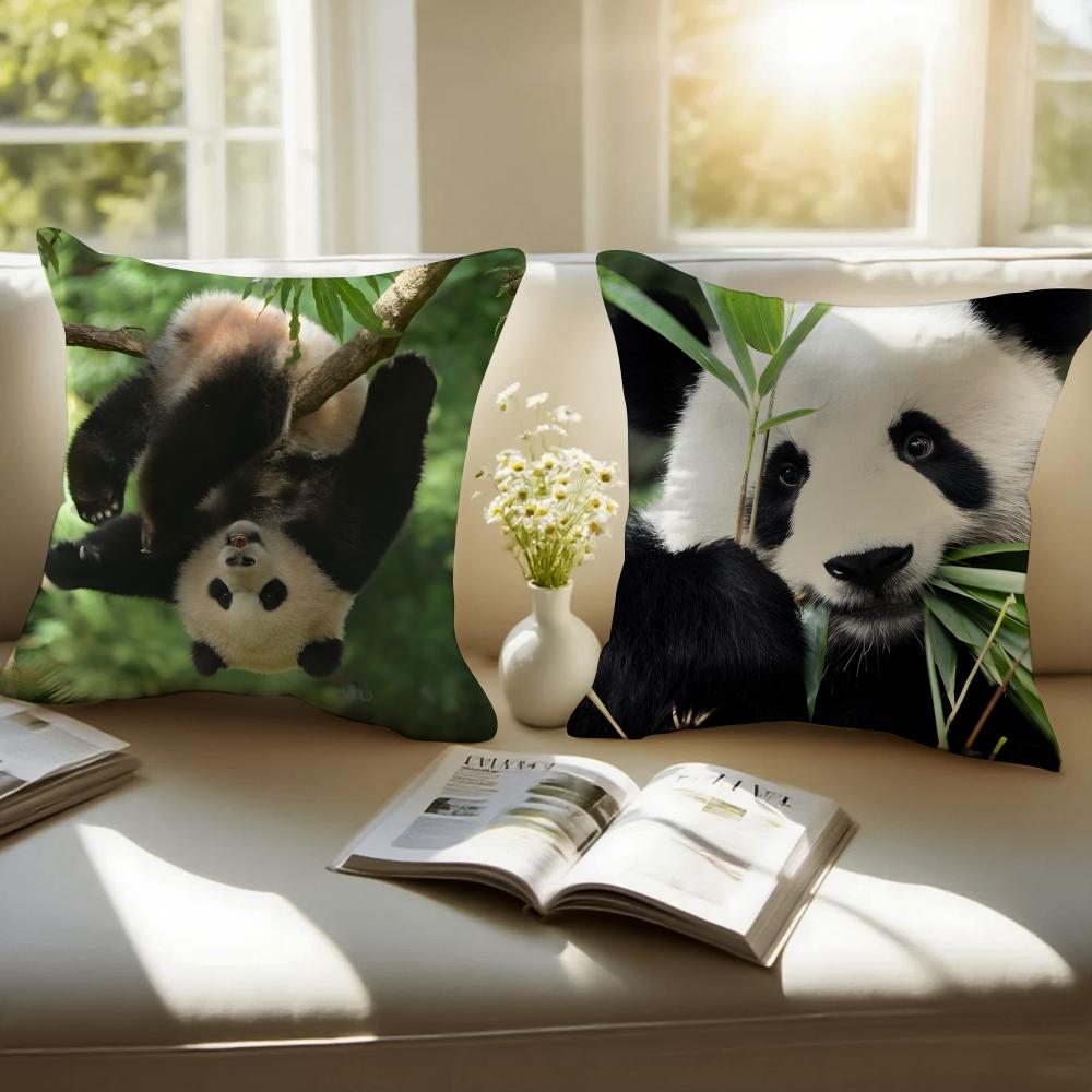cute Panda Cushion Cover Pillowcase Antidustmite Invisible Zipper Short Plush Sofa Cushion