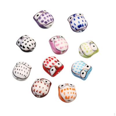 10x Ceramic Owl Beads Bulk, Spacer Beads, Jewelry Making Gifts, DIY with Hole Crafting Loose