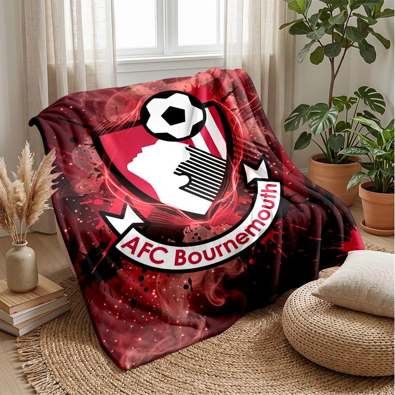 Bournemouth Football Print Flannel Blanket, Soft Warm Lightweight Throw Blanket for Sofa Bed Camping