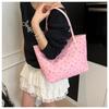 Trendy Faux Leather Tote Bag for Women, Large Capacity Shoulder Bag for College Students and Commuters, Khaki, Pink, White