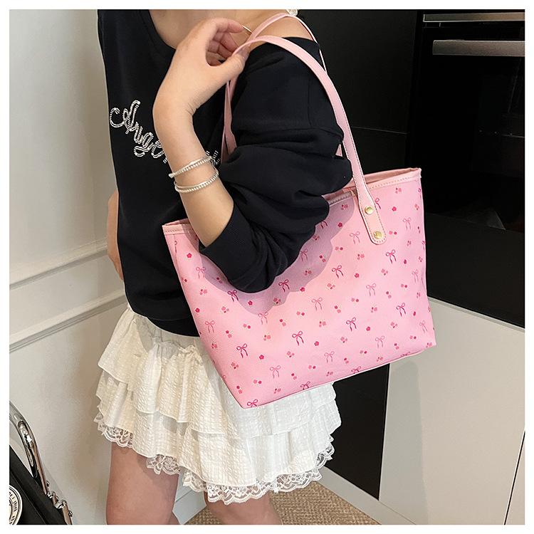 Trendy Faux Leather Tote Bag for Women, Large Capacity Shoulder Bag for College Students and Commuters, Khaki, Pink, White
