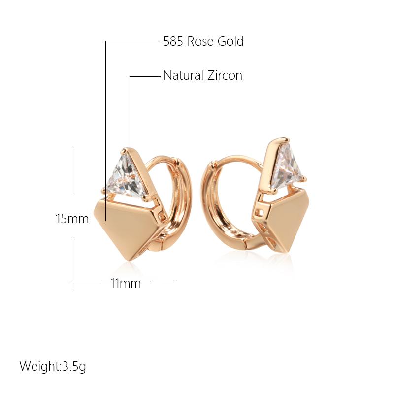 Modische Glänzende Dreieck Natürliche Zirkon Tropfenohrringe für Damen Roségold Einfaches Metall Hochzeit Tägliche Party Schmuck