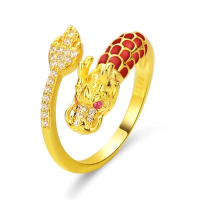 Year Of The Dragon Gold Dragon-Shaped Plated 18K Gold Xiangrui Lucky Ring New Oil Dripping Open Ring Ring