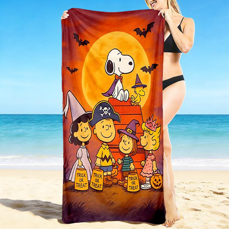 1Pc Snoopy'S Halloween Night Beach Towel Quick Dry Multiuse For Beach Pool Gym Yoga Home Travel Christmas Halloween Xmas Gift S1455