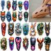 9pcs Temporary Tattoo Black Bird With Clock Realistic Temporary Tattoos Chameleon Golden Beetle With Galaxy Colorful Realism For