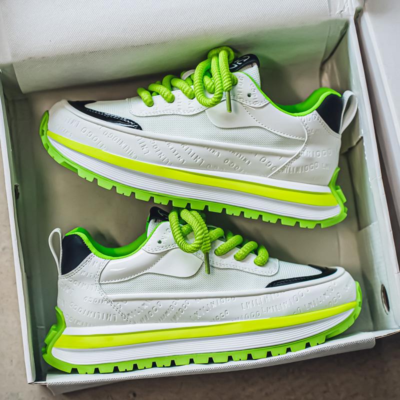 2025 Neue Herren Chunky Plateau Sneaker Mesh-Einsatz Zweifarbig Low-Top Atmungsaktiv Komfortabel Trendig Lässige Sportliche Schuhe für Herren