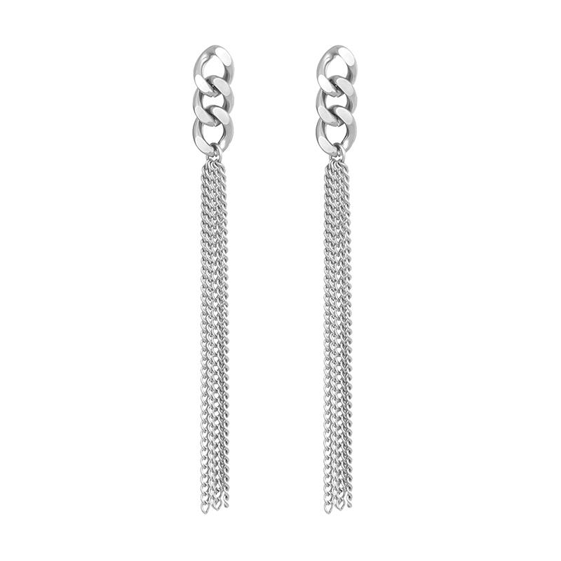 1pair Stainless Steel Rendy 18K Gold Color Chain Tassel Drop Earrings for Women Couples Hypoallergenic Daily Wear Party Layering Jewelry Gifts