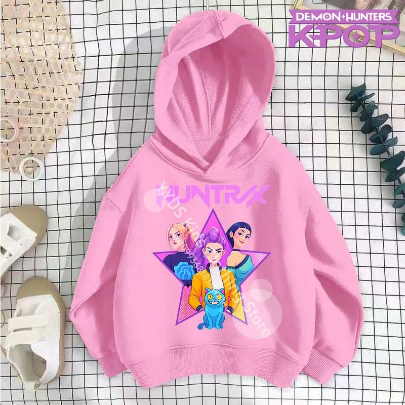 Y2K KPop ציידי שדים קפוצ'ונים נערות מתבגרות בנים רומי KPop ציידי שדים קפוצ'ון סתיו קז'ואל שרוול ארוך בגדי ילדים