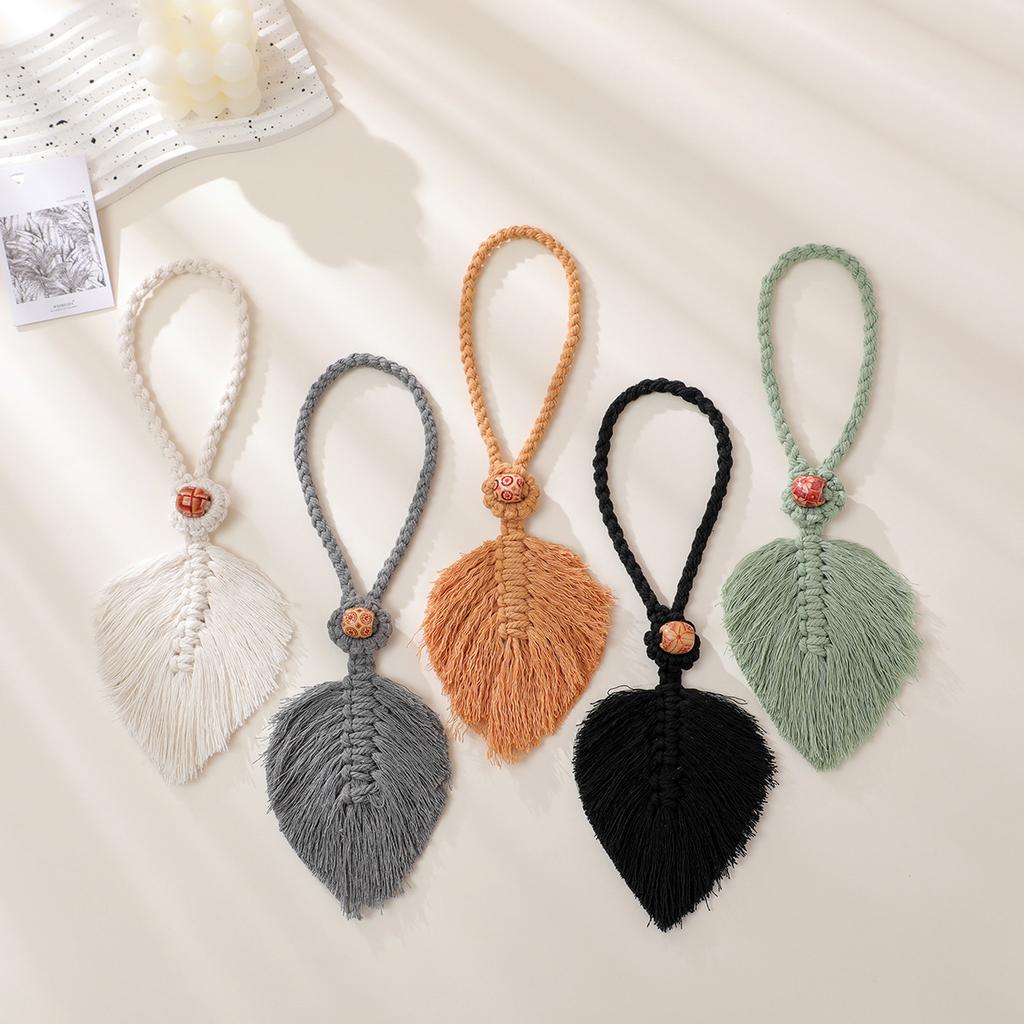 Cotton and linen handmade curtain straps hand woven leaf curtain straps accessories Bohemian style tassels window shade buckles