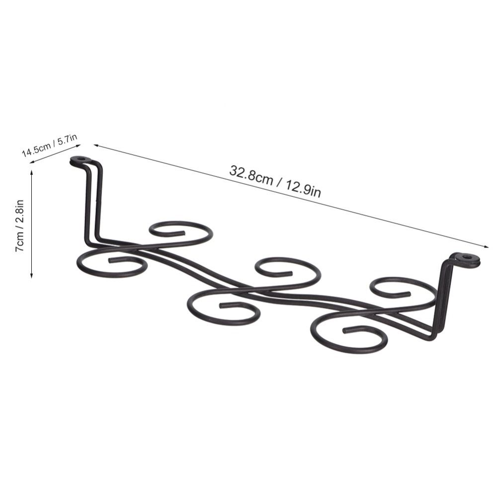 Black Wine Cup Rack 6 Hooks Stemware Rack Decor Hanging Shelf Under Cabinet