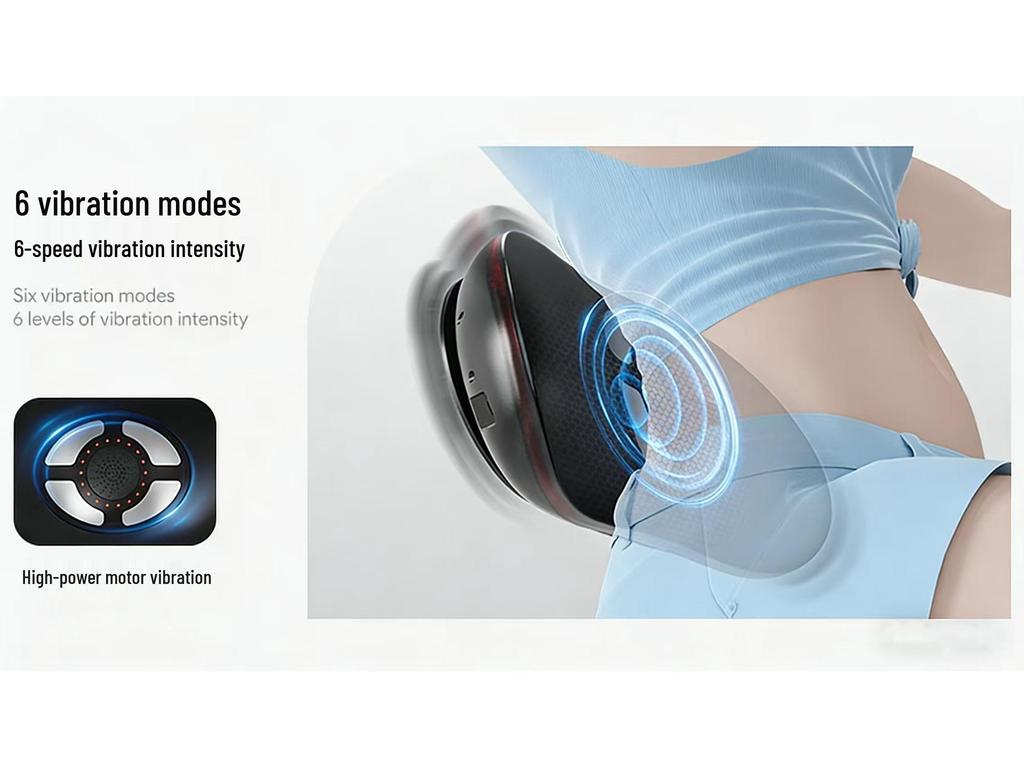 Lumbar Support Heated Waist Massager Pillow with Multi-Function Massage and Charging Capability