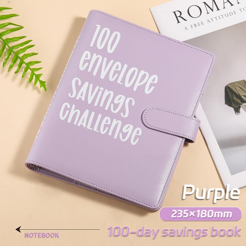 Cross-Border Exclusive Savings Challenge Loose-Leaf Notebook with 1-100 Cash Envelope Card Film