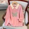 Plus Size Autumn Lapel Sweatshirt (Chest Circumference: 150/160cm, Suitable for 200-350 Jin)