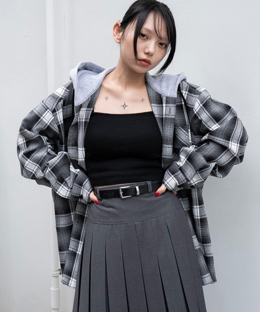 WEGO Unisex Check Ombre Check Long Flannel Casual Size Black Check Men's Shirt, Hoodie, Sleeve, Shirt, Outerwear, Fall/Winter Gift, L,