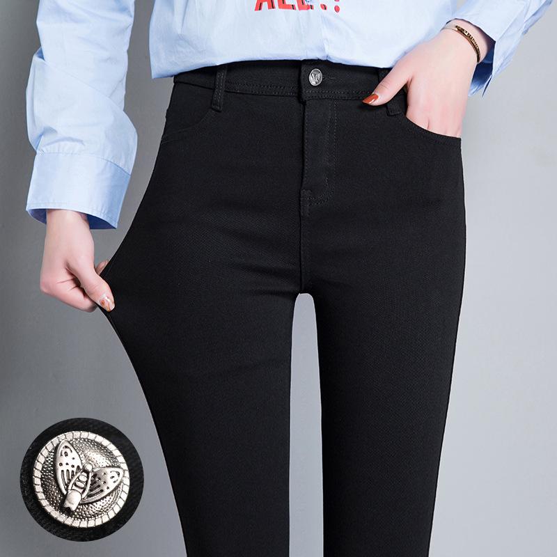 Women's High Waist Black Slimming Leggings, Plus Size Pencil Skinny Pants for Spring and Autumn