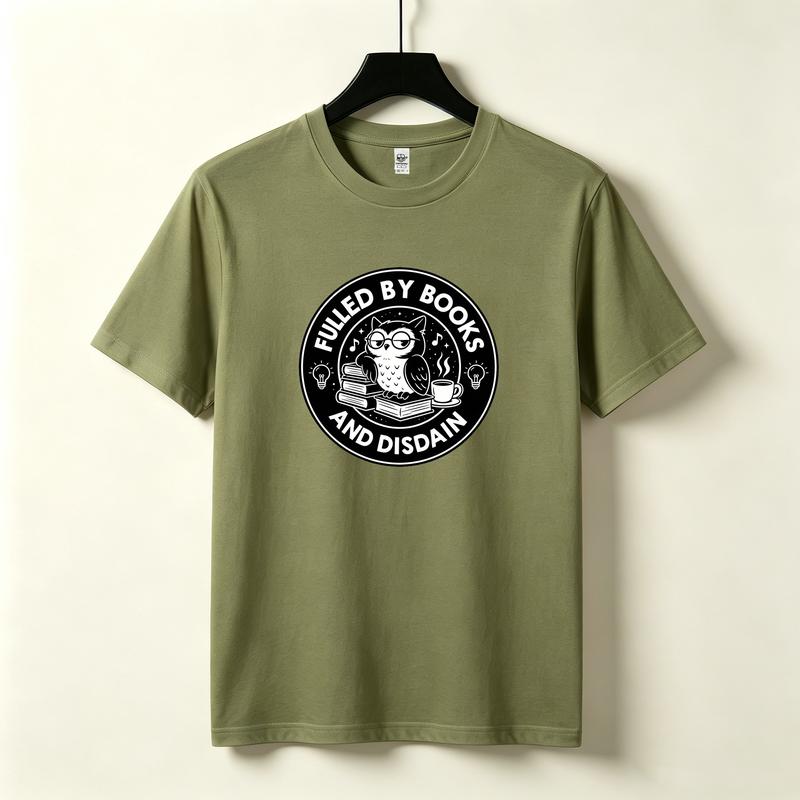 Books and Disdain TShirt Skull Books Coffee Graphic Tee Sarcastic Book Lover Casual Cotton Short Sleeve Streetwear for Unisex