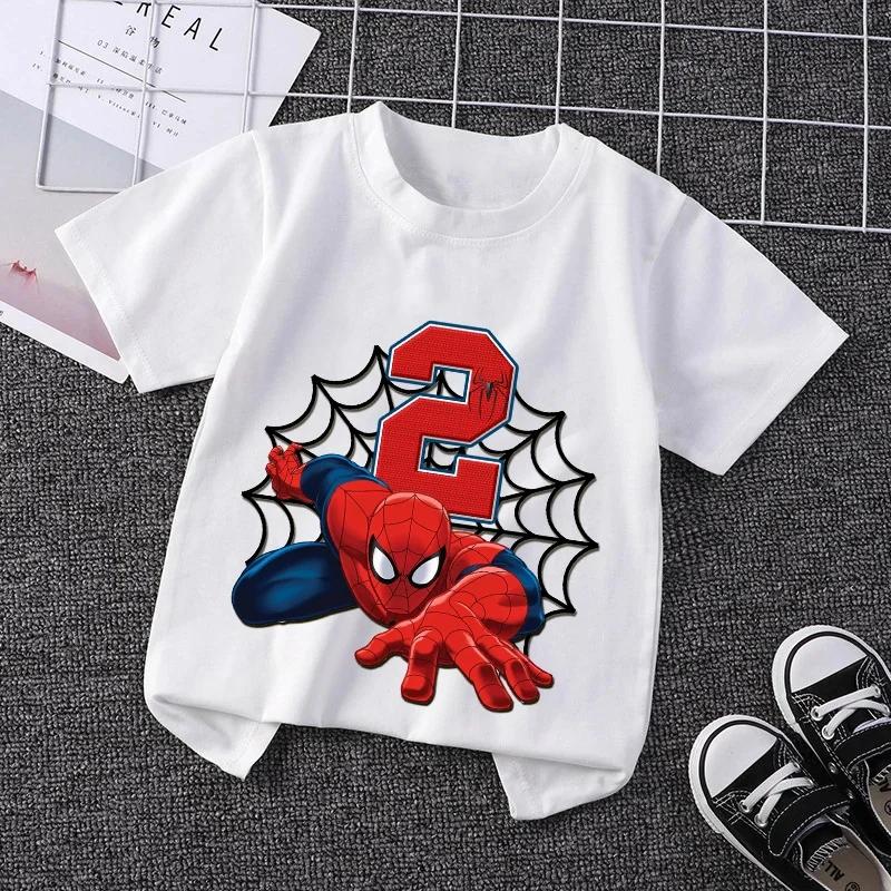Summer 2026 Kid 2 3 4 5 6 7 8 Spiderman Girl Birthday Short Sleeve Shirt SpiderMan Boy Personalize Name Birthday Clothes