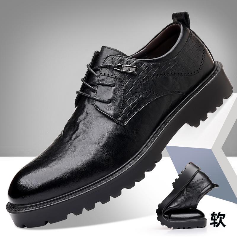 Fashion British Platform Leather Wedding Shoes for Men Designer Soft-soled Business Men's Dress Shoes Fashion Casual  Male Work Shoes
