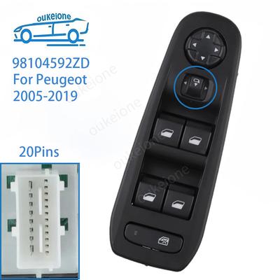 98104592ZD for Peugeot 308 408 2005 2006 2007 2008 2009 2010 2011- Electric Power Window Switch Car Master Control Button