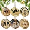 Religious Christmas Ornaments 12 Pieces Wood Festive Ornament Hangable Jesus Decor For Tree Church Rearview Mirror School Living