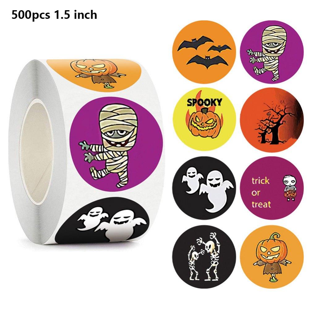 1.5"/1" Halloween Character Stickers 8 Alternating Designs 500 Stickers Labels Halloween Sticker Holiday Decoration