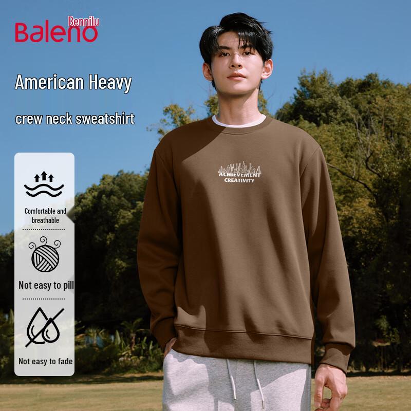 Baleno Men's Casual Round Neck Loose Fit Long Sleeve Sweatshirt
