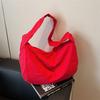 Canvas Bag Women's Dumpling Bag Solid Color Shoulder Bag Large Capacity Crossbody Bag