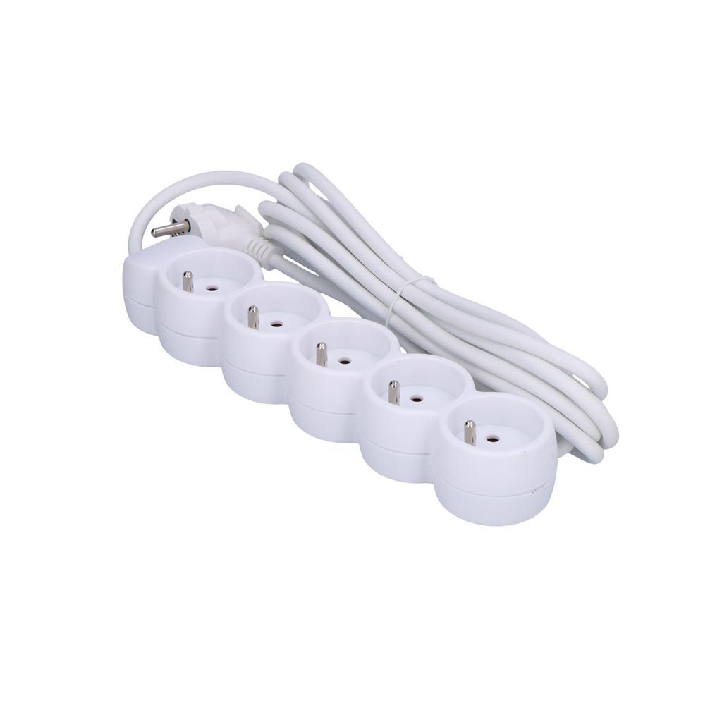 5-socket Extension Cord, White, 3
