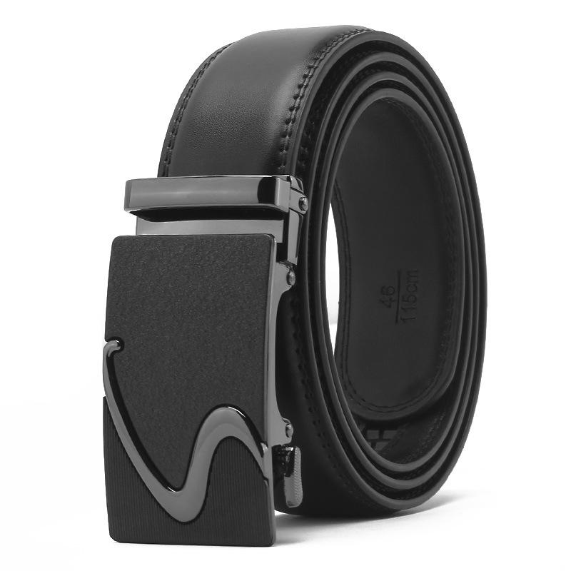 Frosted Automatic Buckle Edge Two-Layer Cowhide Belt, Business And Leisure Men'S Trendy Belt