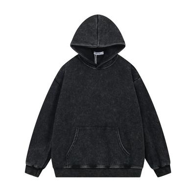 Oversized Washed Hoodie Men Women Streetwear Cotton Blend Heavyweight 450g Fleece Lined Loose Fit Winter Sweatshirt